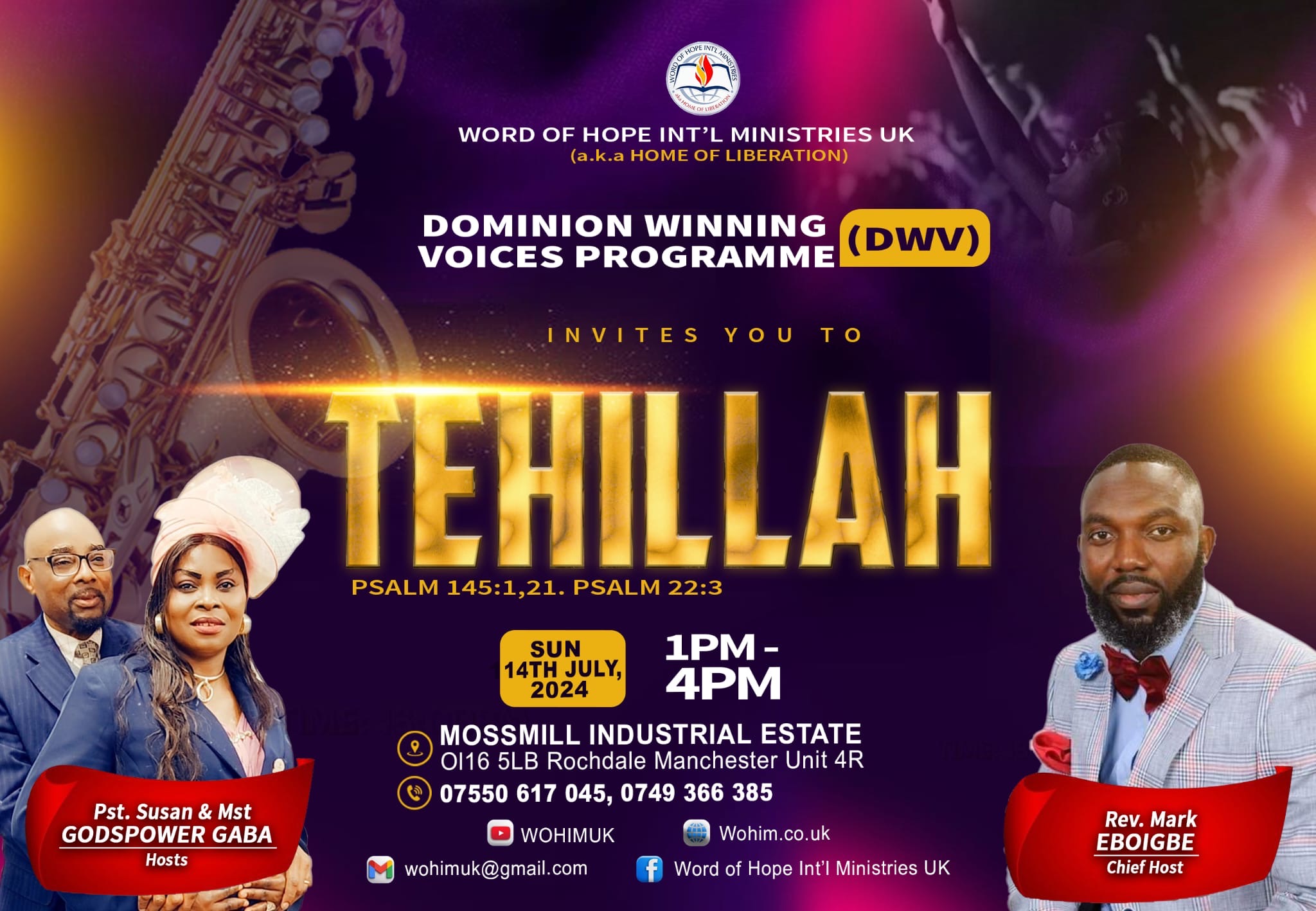 ANNOUNCEMENT: DOMINION WINNING VOICES 2024 EDITION- TEHILLAH CONCERT